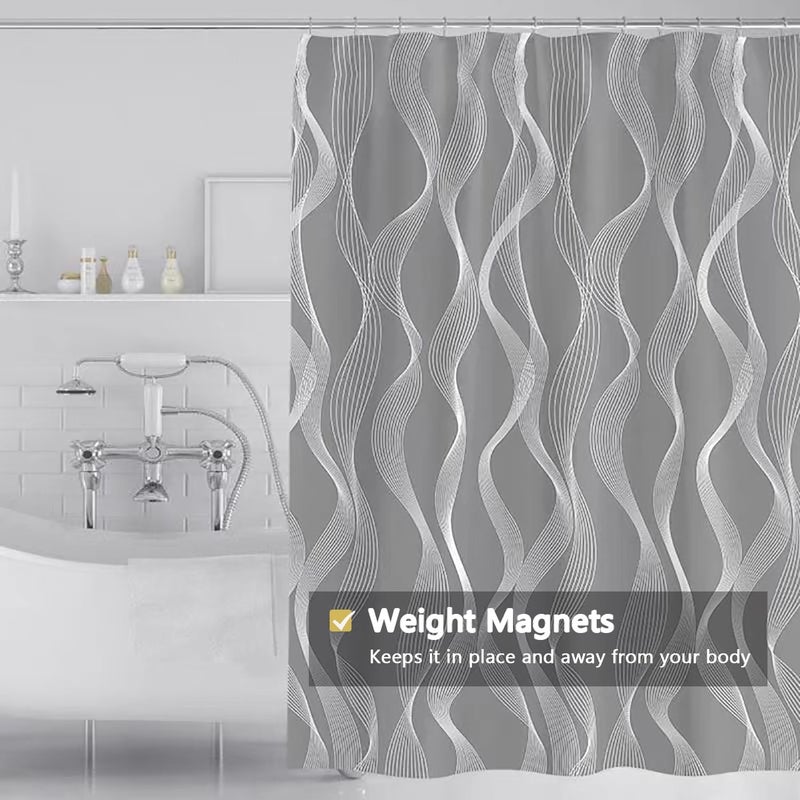 LLSCL Fabric Shower Curtain Liner with Magnets, Waterproof Hotel Quality, 72 x 72 Machine Washable - Image 4